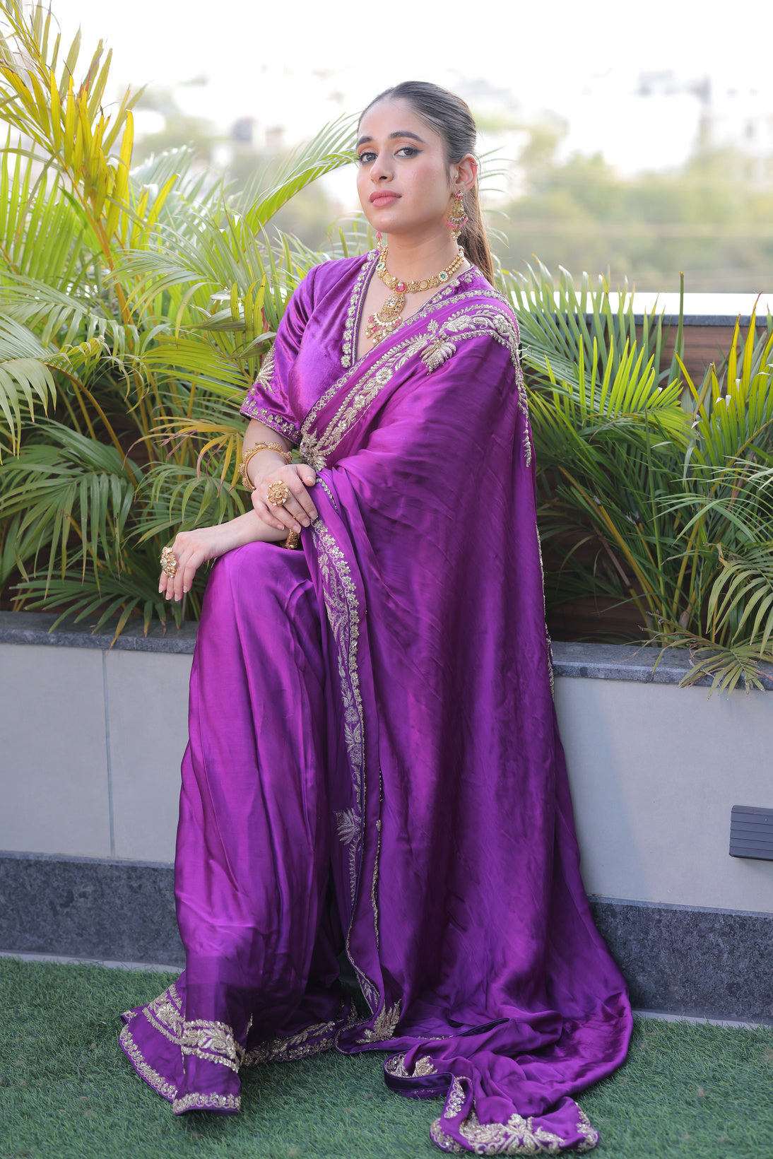 Purple Majesty Zardozi Saree