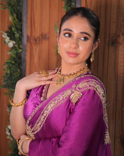 Purple Majesty Zardozi Saree