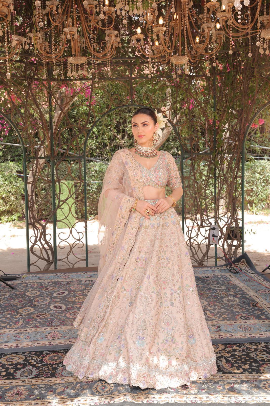 Noor-e-Ivory – Bridal Hand-Embroidered Lehenga