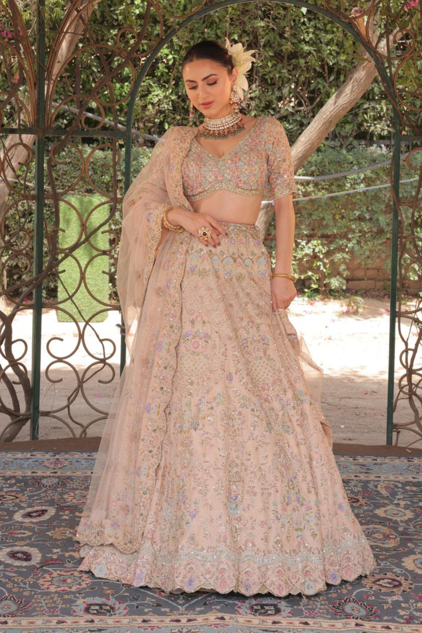 Noor-e-Ivory – Bridal Hand-Embroidered Lehenga