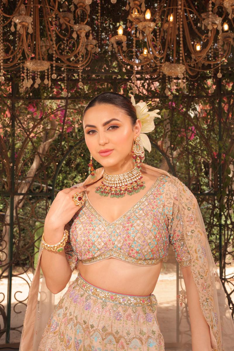 Noor-e-Ivory – Bridal Hand-Embroidered Lehenga
