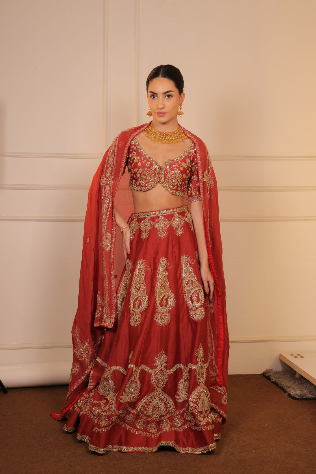Brick red zradozi lehenga set