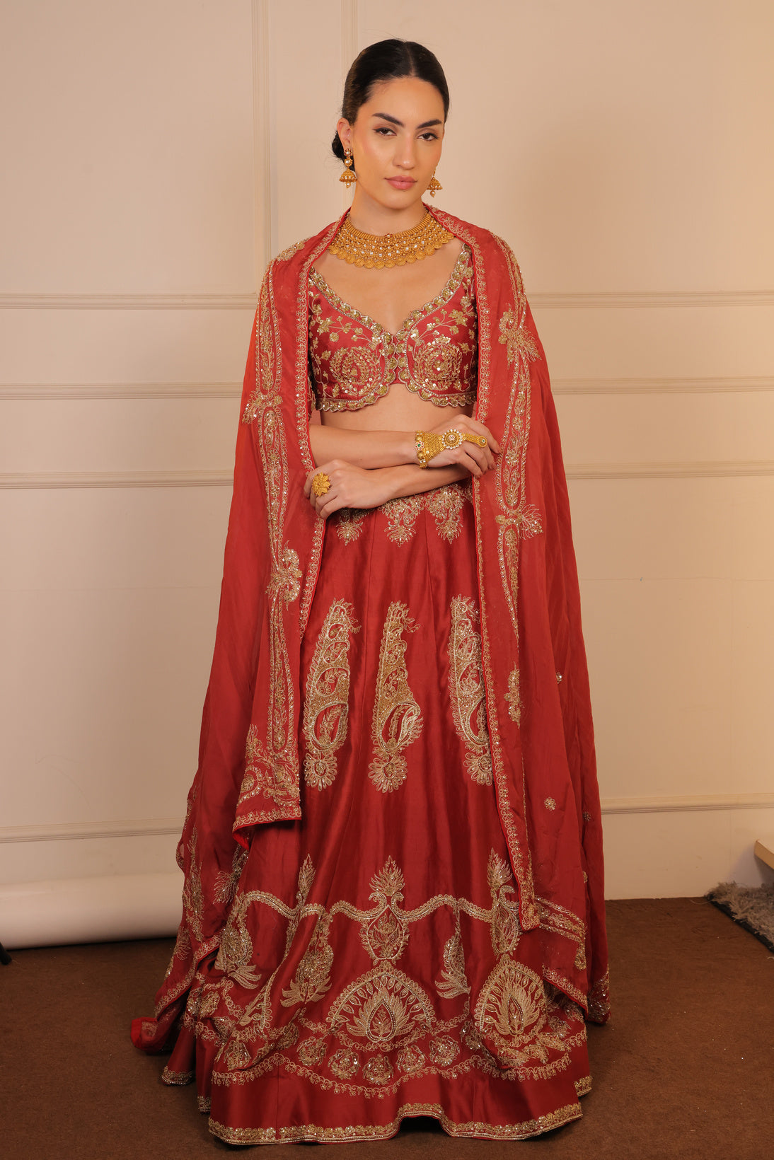 Brick red zradozi lehenga set
