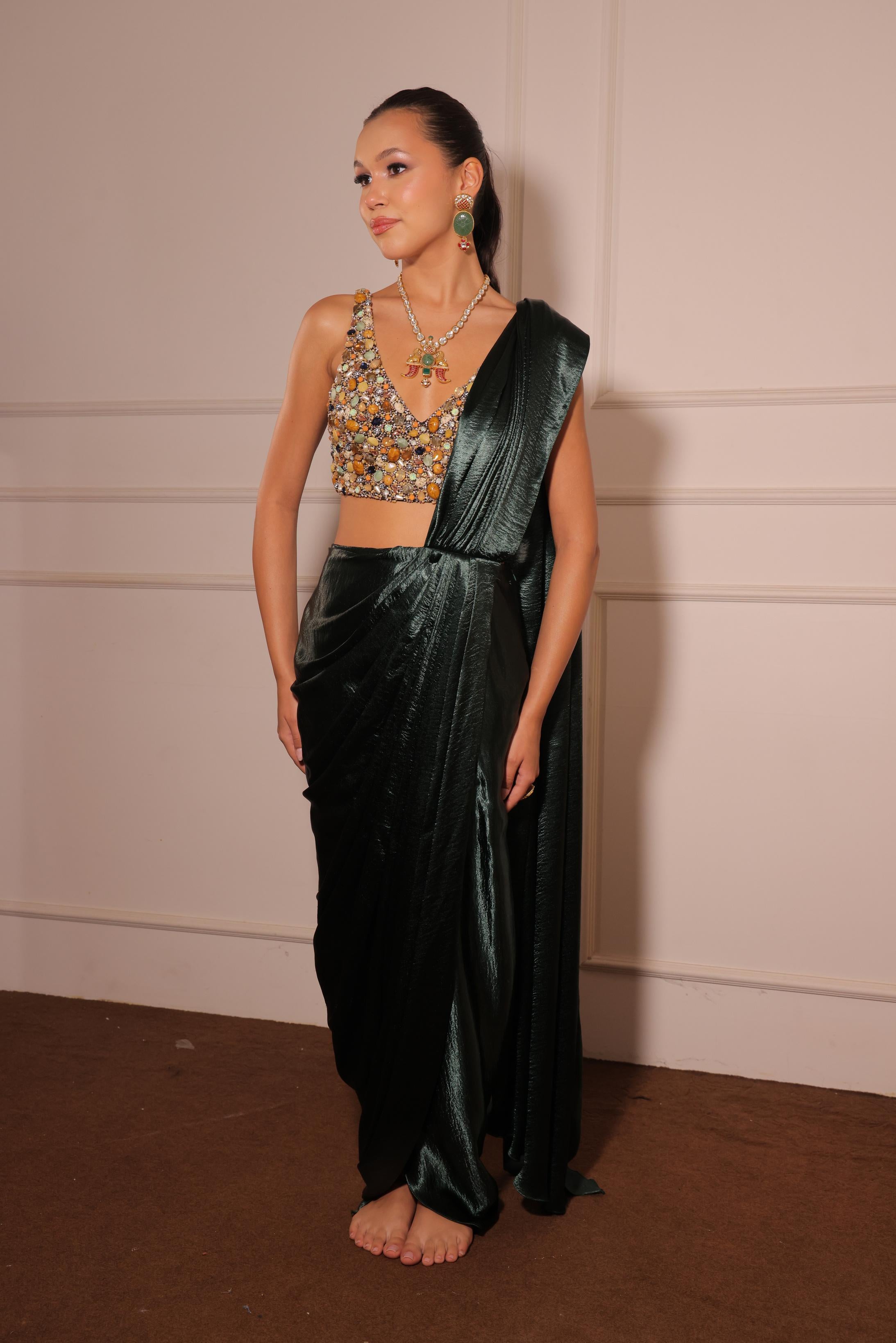 Emerald green saree - Satrang collection'25